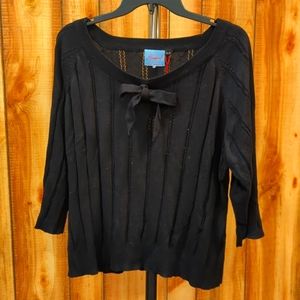 Modcloth Banned Apparel Retro Black Sweater with a bow at neckline 4XL